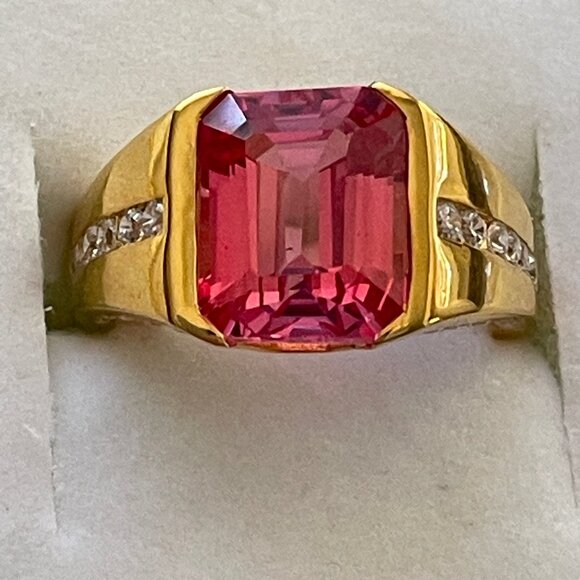 Sunset Padparadscha Sapphire Baguette 7.10ct Size 6 - Picture 11 of 11